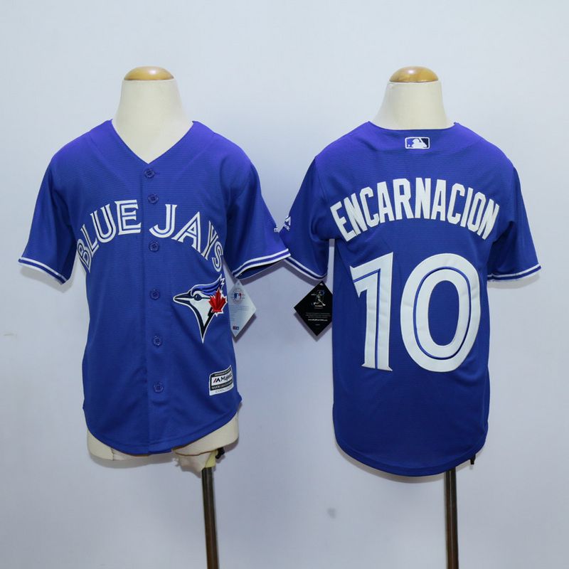 Youth Toronto Blue Jays #10 Encarnacion Blue MLB Jerseys